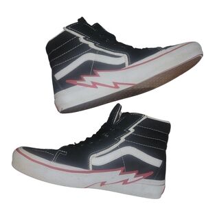 Vans Sk8 Hi Bolt Black and White High-Top Sneakers with Red Accents